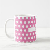 Aangepaste roze en witte Polka Dot Mok (Links)