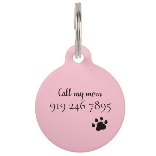 Aangepaste roze en witte pootdruk bevestigen huisdierpenning (Achterkant)