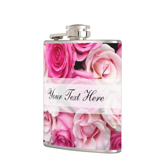 Aangepaste roze en witte rozen Heupfles (Links)