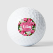 Aangepaste roze en witte rozenbloemen voor haar golfballen (Voorkant)
