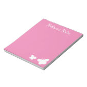 Aangepaste roze en witte schattige vlinders notitieblok (Linkerzijde)