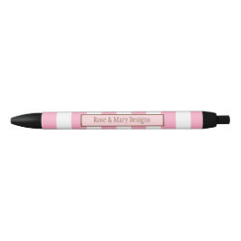 Aangepaste roze en witte strippen zwarte inkt pen