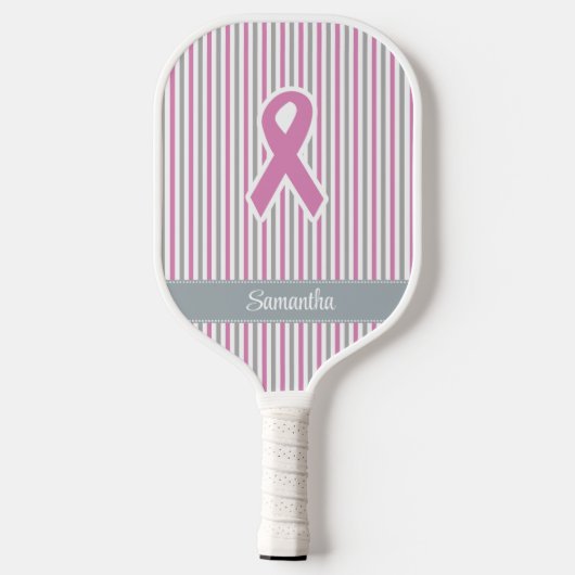 Aangepaste roze- en zilverstrips pickleball paddle (Achterkant)