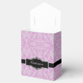 Aangepaste roze en zwarte Damascus-draagtas Bedankdoosjes (Geopend)