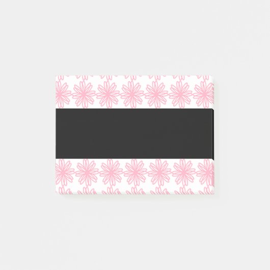 Aangepaste roze en zwarte Floral Post-it® Notes (Voorkant)