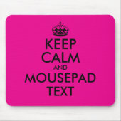 Aangepaste roze en zwarte keep calm muismat cadeau (Voorkant)