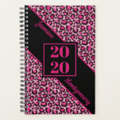 Aangepaste roze en zwarte luipaard afdrukken 2020 planner (Voorkant)