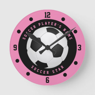 Aangepaste roze en zwarte meisjes-voetbalster Spel Ronde Klok