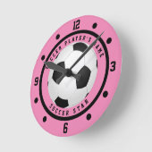 Aangepaste roze en zwarte-meisjesspeler ronde klok (Hoek)