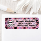 Aangepaste roze en zwarte schedel w Crossbones Lab Etiket (Insitu)