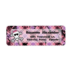 Aangepaste roze en zwarte schedel w Crossbones Lab Etiket