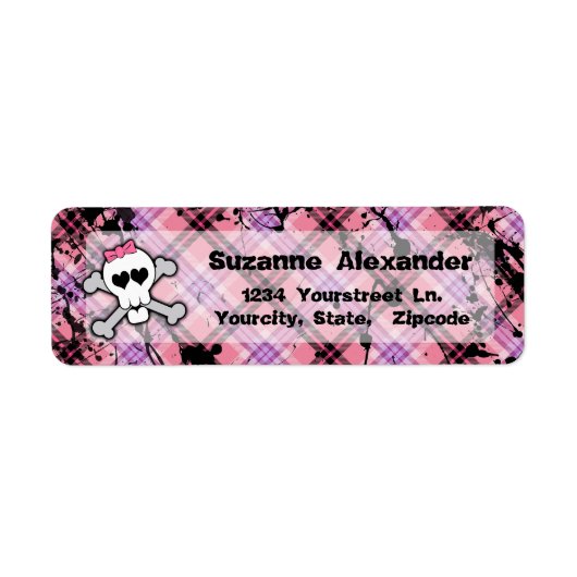 Aangepaste roze en zwarte schedel w Crossbones Lab Etiket (Voorkant)