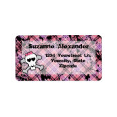 Aangepaste roze en zwarte schedel w Crossbones Lab Etiket (Voorkant)