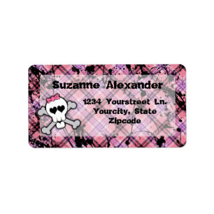 Aangepaste roze en zwarte schedel w Crossbones Lab Etiket
