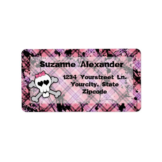 Aangepaste roze en zwarte schedel w Crossbones Lab Etiket (Voorkant)