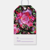 Aangepaste roze en zwarte Waterverf Fuchsia bloeit Cadeaulabel (Achterkant)
