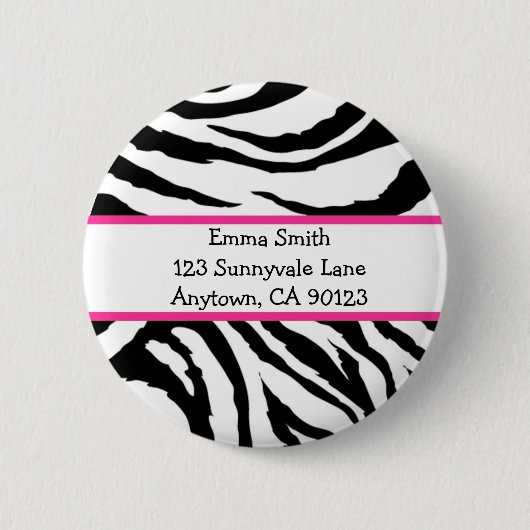 Aangepaste roze en zwarte Zebra Ronde Button 5,7 Cm (Voorkant)