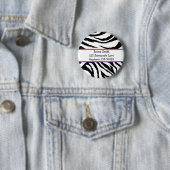 Aangepaste roze en zwarte Zebra Ronde Button 5,7 Cm (In situ)
