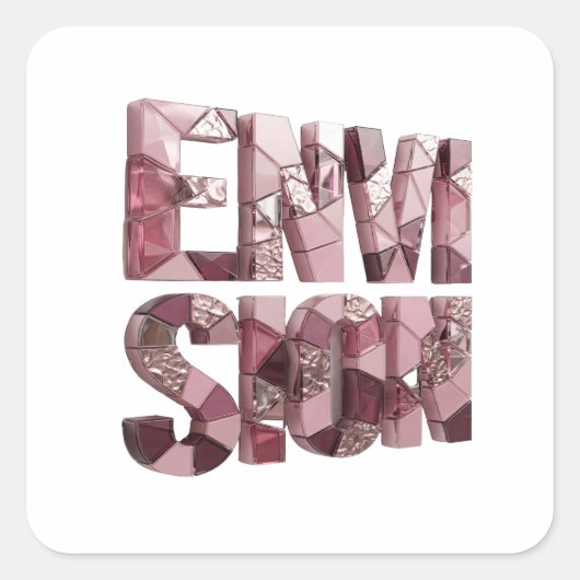 Aangepaste Roze ENVISIONATION Decal Ontwerp Vierkante Sticker (Voorkant)