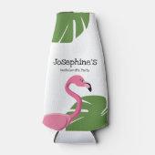 Aangepaste Roze Flamingo Bestemming Bachelorette-f Flesjeskoeler (Voorkant)