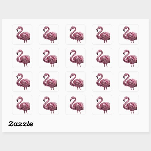 Aangepaste Roze FLAMINGO Cadeausticker Vierkante Sticker (Vel)