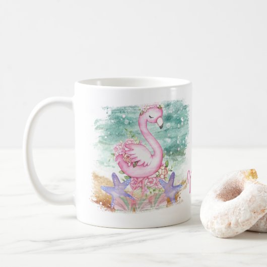 Aangepaste roze Flamingo Design Coffee Mok Cup (Met donut)
