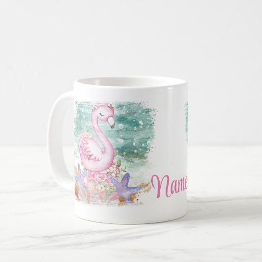Aangepaste roze Flamingo Design Coffee Mok Cup (Voorkant links)