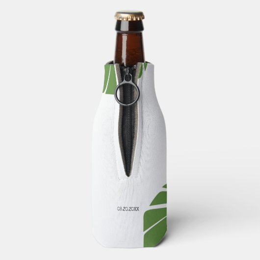 Aangepaste roze flamingo Destination Bachelorette Flesjeskoeler (Fles Achterkant)