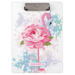 Aangepaste roze flamingo Floral Klembord