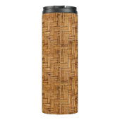 Aangepaste roze flamingo Floral Wicker Print Thermosbeker (Achterkant)