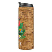 Aangepaste roze flamingo Floral Wicker Print Thermosbeker (Geroteerd rechts)
