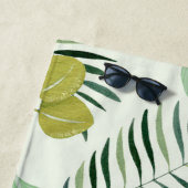 Aangepaste Roze Flamingo Groene Blad Bachelorette Strandlaken (In situ)