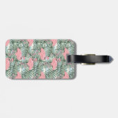 Aangepaste Roze Flamingo's Palm Bladeren Patroon Bagagelabel (Achterkant horizontaal)