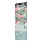 Aangepaste Roze Flamingo's Palm Bladeren Patroon Thermosbeker (Gedraaid links)