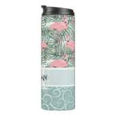 Aangepaste Roze Flamingo's Palm Bladeren Patroon Thermosbeker (Geroteerd rechts)
