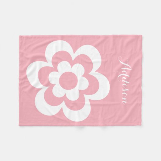 Aangepaste roze flessendoekjes met witte aanjager fleece deken (Voorkant (Horizontaal))