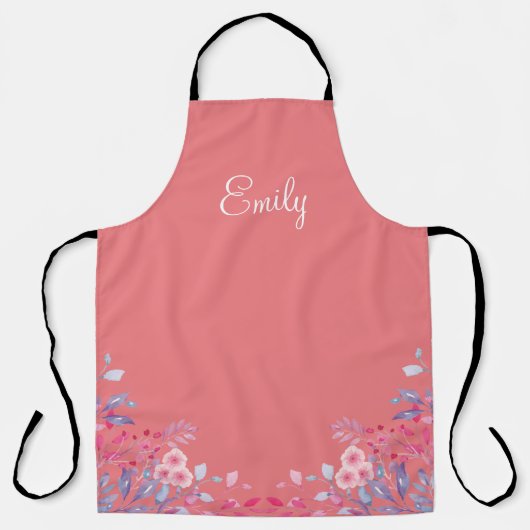 Aangepaste roze Floral Apron Schort (Voorkant)
