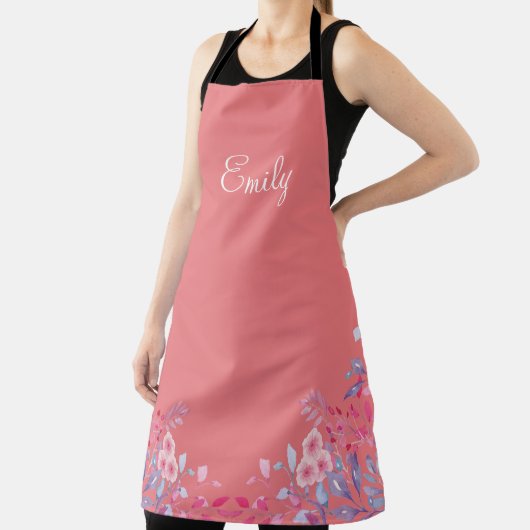 Aangepaste roze Floral Apron Schort (Insitu)