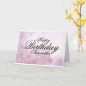 Aangepaste roze Floral Birthday Kaart (Gele Bloem)