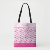 Aangepaste roze Floral Bridesmaid Wedding party Tote Bag (Voorkant)