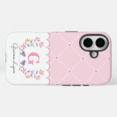 Aangepaste roze Floral Case-Mate iPhone Case (Achterkant (horizontaal))