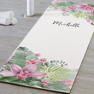 Aangepaste roze Floral naam Yogamat