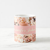 Aangepaste roze Floral Name Mok (Center)