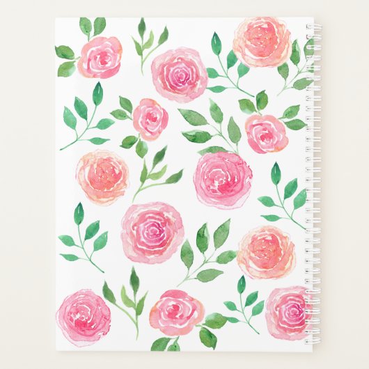 Aangepaste roze Floral Planner (Achterkant)