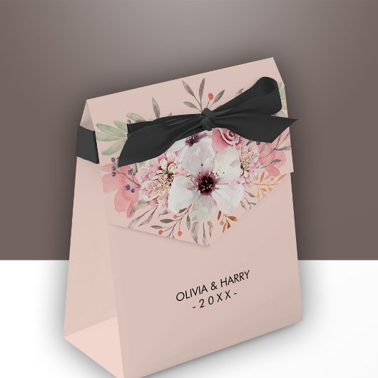 Aangepaste roze Floral Wedding Favor Box Bedankdoosjes