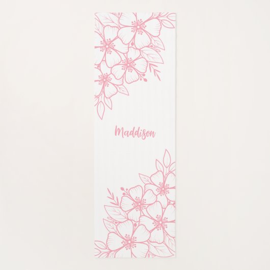 Aangepaste roze Floral Yogamat (Achterkant)