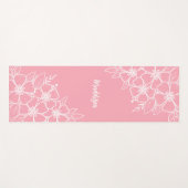 Aangepaste roze Floral Yogamat (Voorkant (horizontaal))