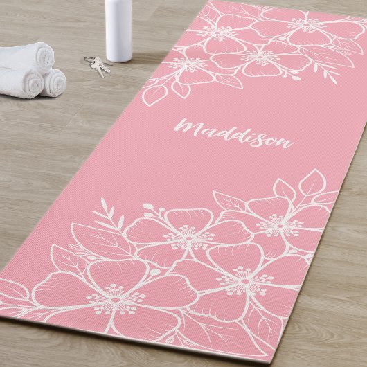 Aangepaste roze Floral Yogamat