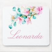 Aangepaste roze florale Muismat (Voorkant)