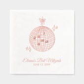 Aangepaste Roze Folie Disco Ball Bat Mitzvah Serve Folie Servetten (Voorkant)